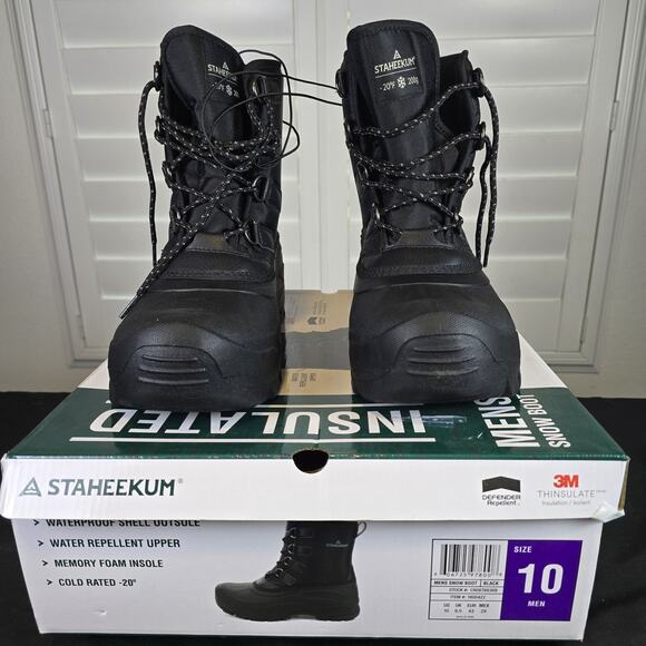 Staheekum Men’s Insulated Snow Boots Size 10 Black - New! - Picture 1 of 7